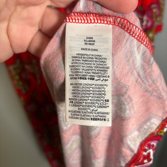 Boden Thea Long Sleeve Jersey Dress Midi Red Paisley Size 8 Petite Office Modest - Picture 10 of 10